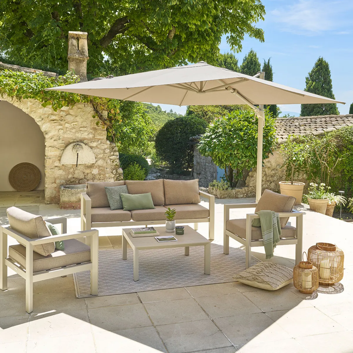 hespéride Parasol Y Bases>Parasol MELHIA color lino 3x3m