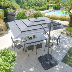 hespéride Parasol Y Bases>Parasol MELHIA gris graphite e antracite 4x3m