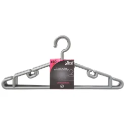 Perchas Y Travesaños>Percha De Plástico Gris 10Uds