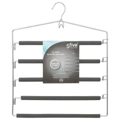 5five Perchas Y Travesaños>Percha Gris Para 5 Pantalones