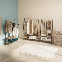 5five Soportes>Perchero Con Barra Doble Y 2 Estantes