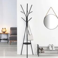 5five Perchas Y Travesaños>Perchero De Pie De Madera/Metal Negro