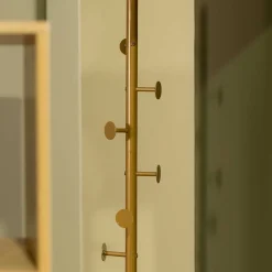 Perchas Y Travesaños>Perchero de pie dorado con 7 ganchos y base marmól