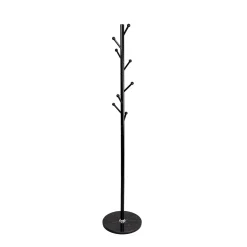 Perchas Y Travesaños>Perchero de pie negro con 8 ganchos y base marmól