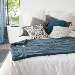 atmosphera Edredones Y Colchas>Pie De Cama Terciopelo Azul 80x180Cm