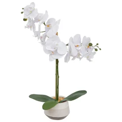 atmosphera Plantas Y Flores Artificiales|Estilo Oriental>Planta orquídea blanca artificial con maceta 52cm