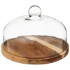 Platos Para Tartas, Tartas Y Bombones>Plato para tarta con tapa vidrio+base acacia 30cm