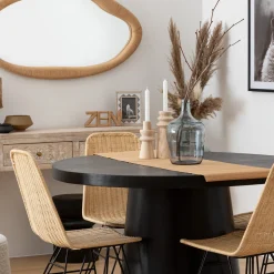 atmosphera Portavelas Y Candelabros|Estilo Étnico>Portavelas De Madera Beige Uma 23.5cm