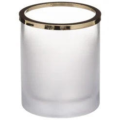 atmosphera Portavelas Y Candelabros>Portavelas de vidrio con borde dorado