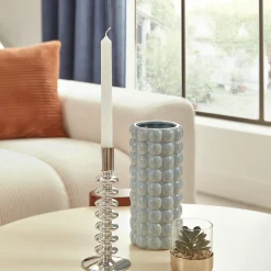 atmosphera Portavelas Y Candelabros>Portavelas SKY plateado de vidrio