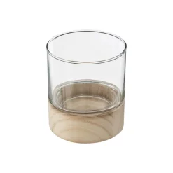 atmosphera Portavelas Y Candelabros|Estilo Contemporaneo>Portavelas Vidrio Base Madera 10x11.5Cm