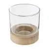 atmosphera Portavelas Y Candelabros|Estilo Contemporaneo>Portavelas Vidrio Base Madera 13x13.6