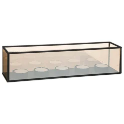atmosphera Accesorios|Estilo Contemporaneo>Portavelas Vidrio Y Metal Negro 5 velas