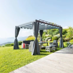 hespéride Pérgolas>Pérgola BELIZE LATTES gris graphite 3x3,8m
