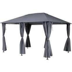 hespéride Pérgolas>Pérgola SANTORINI gris ardósia con cortinas 3x4m