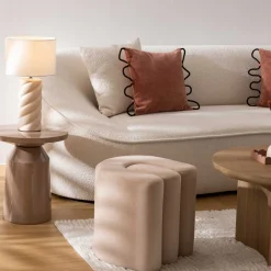 atmosphera Puff Y Banquitos|Estilo Rústico>Puf Bolan Beige De Terciopelo