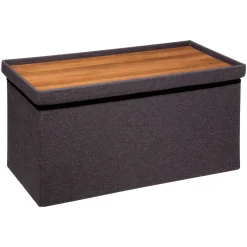 5five Puff Y Banquitos>Puf De Almacenaje Gris Oscuro 76x37.5