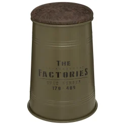 atmosphera Puff Y Banquitos>Puf JOÃO Verde Caqui de metal y mdf