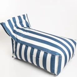 Textil De Jardín>Puf sofa impermeable rayas blancas y azules