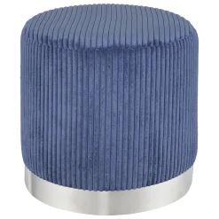 atmosphera Puff Y Banquitos>Puf SYLIA azul oscuro de terciopelo 38x38cm