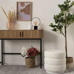 atmosphera Puff Y Banquitos|Estilo Contemporaneo>Puf Vibe Redondo Blanco 40x40Cm