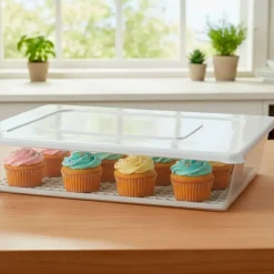 Tapas Y Cubiertas>Recipiente Rect. Blanco C/Tapa+Red