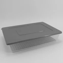 Tapas Y Cubiertas>Recipiente Rectangular C/Red Gris