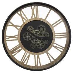 atmosphera Relojes>Reloj Pared Negro De Metal Y Madera 57Cm
