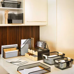 Cajas De Almacenamiento Y Organizadores>Revistero Metal/Bambú 9x27x33Cm