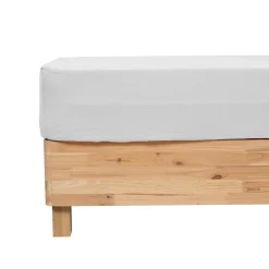 atmosphera Sábanas Y Protectores>Sábana ajustable FLORA de algodón blanco 140x190cm