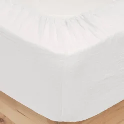 atmosphera Sábanas Y Protectores>Sábana ajustable FLORA de algodón blanco 140x190cm