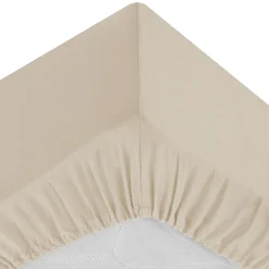 atmosphera Sábanas Y Protectores>Sábana bajera beige ajustable de algodón percal