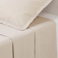atmosphera Sábanas Y Protectores>Sábana encimera beige de algodón percal 240x290cm