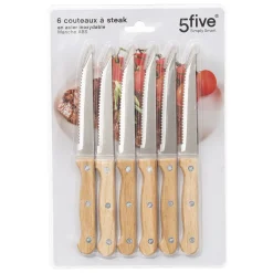 5five Placas Calefactoras Y Tablas De Cortar>Set 6 Cuchillos Chuleteros Mango Madera