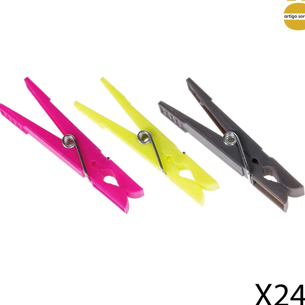 basics Auxiliares De Limpieza>Set 24 Pinzas Coloridas P/Ropa Plast.