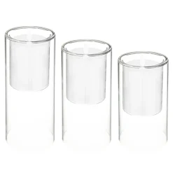atmosphera Velas>Set 3 velas led con portavelas de vidrio