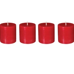 atmosphera Velas>Set 4 Velas Rústicas Rojas 4.5Cm