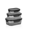 Tapas Y Cubiertas>Set de 3 cajas herméticas gris