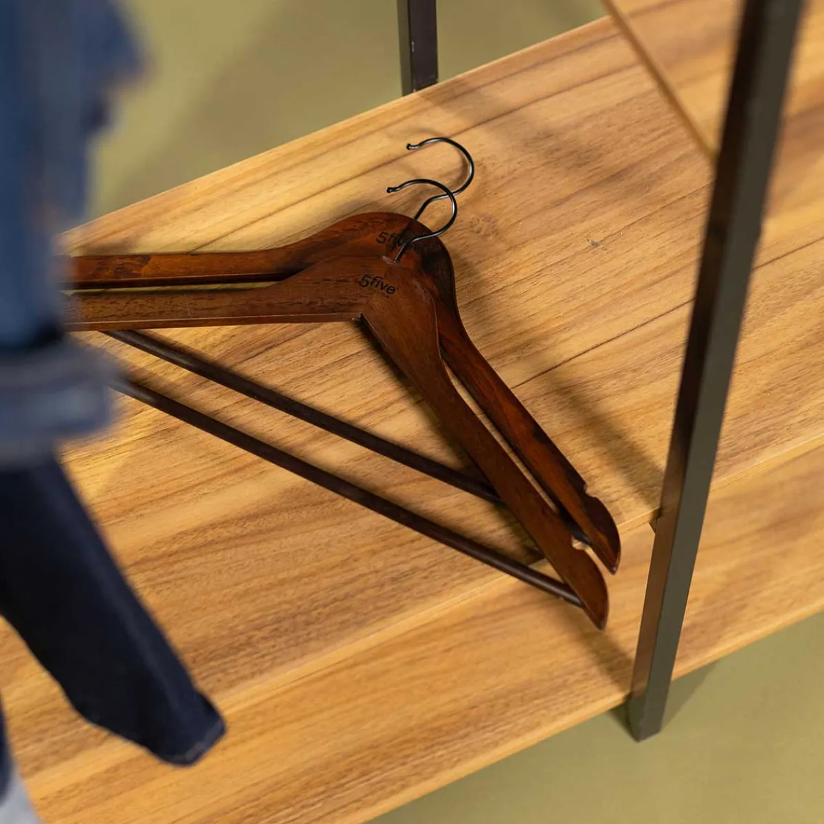 5five Perchas Y Travesaños>Set De 2 Perchas Vintage De Madera