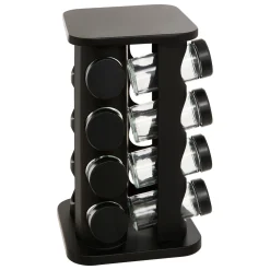 5five Cajas Y Frascos>Set de 16 tarros negros con soporte giratorio