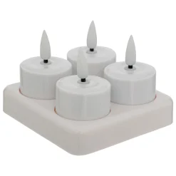 atmosphera Velas>Set de 4 velas tealight led AITOR blanco