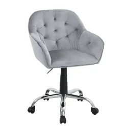 Sillas, Sillones Y Bancos>Silla de escritorio MIA gris de terciopelo