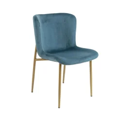 Sillas, Sillones Y Bancos>Silla GIO de terciopelo azul con patas de metal