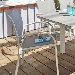 hespéride Sillas Y Pufs De Jardín>Silla PIAZZA galet y blanco