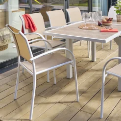 hespéride Sillas Y Pufs De Jardín>Silla PIAZZA lino y blanco