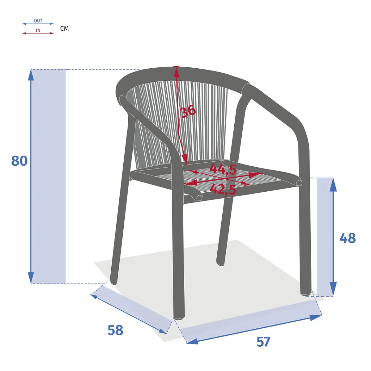 hespéride Sillas Y Pufs De Jardín>Silla RIU gris antracita e grafito