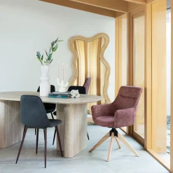 atmosphera Sillas, Sillones Y Bancos>Silla ROKA terciopelo gris ardosia patas marrones