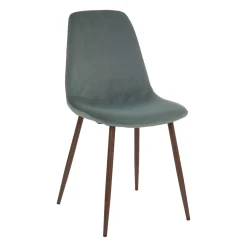 atmosphera Sillas, Sillones Y Bancos>Silla ROKA terciopelo verde celadón patas marrones