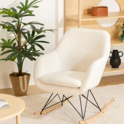 atmosphera Sofás Y Sillones|Estilo Étnico>Sillón Balancín Blanco 65x80x83Cm