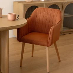 atmosphera Sillas, Sillones Y Bancos>Sillón De Tejido Ámbar Con Patas Claras Visoca